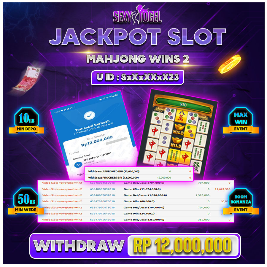 SEXYTOGEL JACKPOT SLOT MAHJONG WINS 2 Rp.12.000.000.,-LUNAS